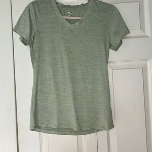 Green V-Neck Women's Top